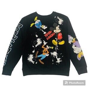Disney Womans Donald Duck Graphic Crew Neck Sweatshirt Size Large